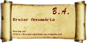 Breier Annamária névjegykártya